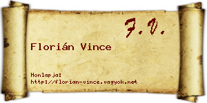 Florián Vince névjegykártya